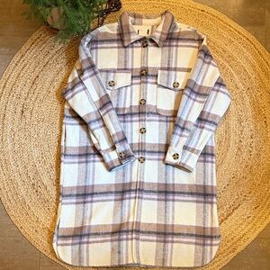 Plaid Shacket in Cream and Purple